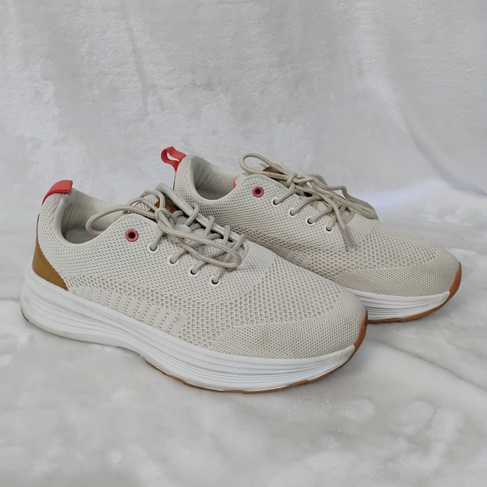 OrthoComfoot Womens 10.5 Walking Shoes Beige‎ Pink Mesh Sneakers EU 41.5
